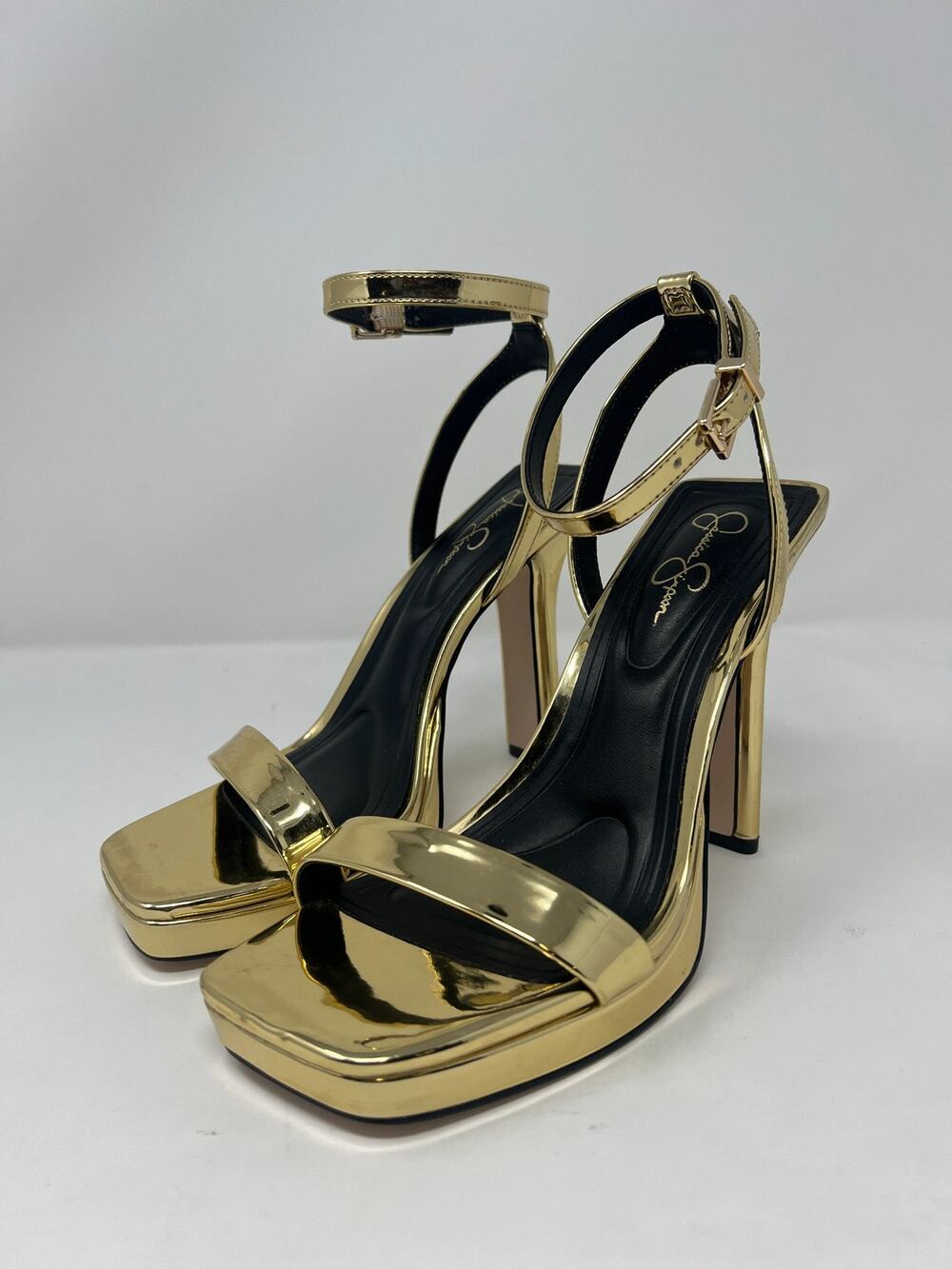 Jessica Simpson Women's 6M Adonia Gold Ankle Strap Platform Heels